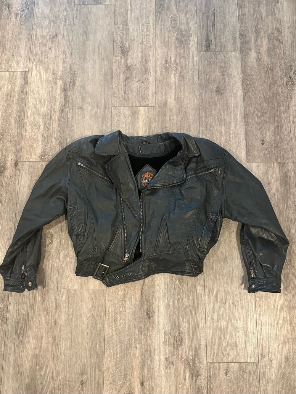 Vintage Lucky Leather Los Angeles Women’s Black Leather Biker Motorcycle Jacket